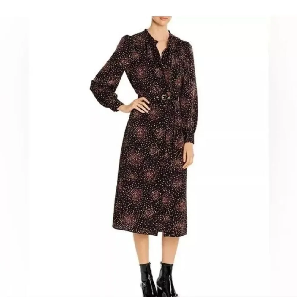 Kate Spade Disco Dots Ruffle Shirt Dress Black Size 4 EUC